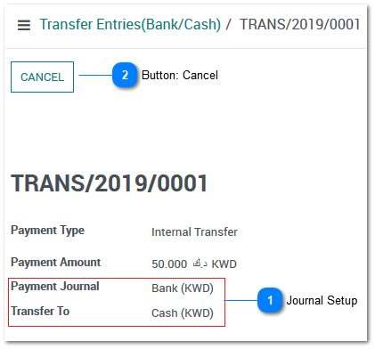 How to cancel a posted transfer entry